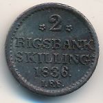 Denmark, 2 rigsbankskilling, 1836