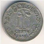 Цейлон, 10 центов (1902–1910 г.)