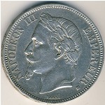 France, 5 francs, 1865–1870