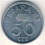 Spain, 50 centimos, 1980