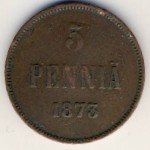 Финляндия, 5 пенни (1872–1875 г.)
