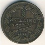 Sweden, 2/3 skilling, 1844–1845