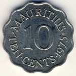 Маврикий, 10 центов (1954–1978 г.)