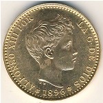 Spain, 20 pesetas, 1896–1899