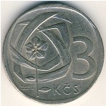Czechoslovakia, 3 koruny, 1965–1969