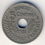 Тунис, 5 сентим (1931–1938 г.)
