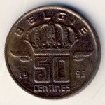 Belgium, 50 centimes, 1956–2001