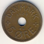 Denmark, 5 ore, 1927–1940