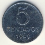 Brazil, 5 centavos, 1969