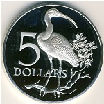 Trinidad & Tobago, 5 dollars, 1971–1975