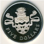 Cayman Islands, 5 dollars, 1972–1986