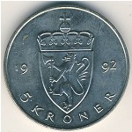 Norway, 5 kroner, 1992–1994