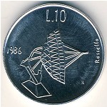 San Marino, 10 lire, 1986