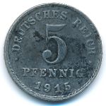 Germany, 5 pfennig, 1915