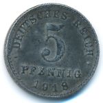 Germany, 5 pfennig, 1918