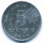 Germany, 5 pfennig, 1918