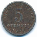 Germany, 5 pfennig, 1921