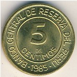 Peru, 5 centimos, 1985