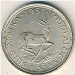 South Africa, 5 shillings, 1951