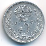 Great Britain, 3 pence, 1887–1893