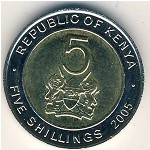 Кения, 5 шиллингов (2005–2009 г.)