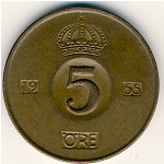 Sweden, 5 ore, 1952–1971