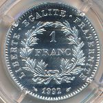 France, 1 franc, 1992
