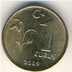 Турция, 1 куруш (2009–2020 г.)