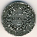 British West Indies, 1/2 rupee, 1840
