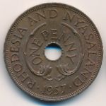 Rhodesia and Nyasaland, 1 penny, 1957