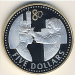 Cayman Islands, 5 dollars, 2006