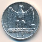Italy, 5 lire, 1927–1929