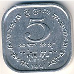 Sri Lanka, 5 cents, 1978–1991