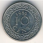 Суринам, 10 центов (1987–2015 г.)