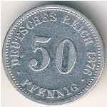 Germany, 50 pfennig, 1875–1877