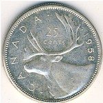 Canada, 25 cents, 1953–1964