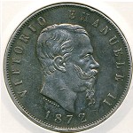 Italy, 5 lire, 1869–1875