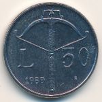 San Marino, 50 lire, 1989