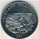 Falkland Islands, 50 pence, 1990