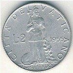 Vatican City, 2 lire, 1951–1958