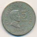 Philippines, 5 piso, 1997