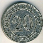 Germany, 20 pfennig, 1890–1892