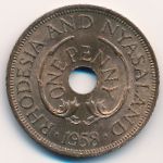 Rhodesia and Nyasaland, 1 penny, 1958