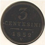 Lombardy-Venetia, 3 centesimi, 1852