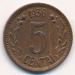 Литва, 5 центов (1936 г.)