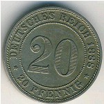 Germany, 20 pfennig, 1887–1888
