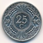 Antilles, 25 cents, 1990