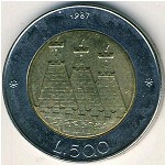 San Marino, 500 lire, 1987