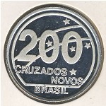 Brazil, 200 novo cruzados, 1989