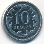 Poland, 10 groszy, 1990–2016